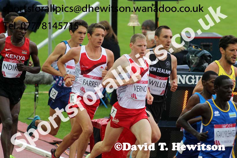 Tom Farrell and Andy Vernon (both England) in the 5000 metres, 2014 Commonwealth Marathon, Glasgow. Photo: David T. Hewitson/Sports for All Pics